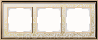 Рамка на 3 поста (золото/белый) WL77-Frame-03